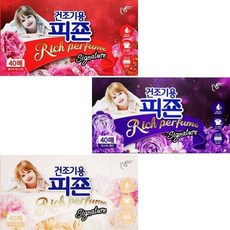 [keepick_킵픽]건조기용 피죤 플라워 페스티벌 리치퍼퓸 건조기 시트 정전기 방지 섬유유연제 1 +1, 1개, ☆1+1건조기용40매 미스틱레인(퍼플)