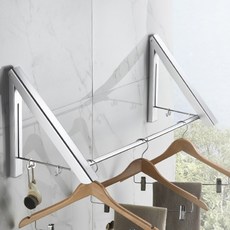 공간활용 접이식 벽걸이 행거 폴딩 벽옷걸이 실버, 상세 참조