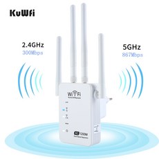KuWFi 와이파이 리피터 5Ghz 1200Mbps 와이파이 익스텐더 듀얼 밴드 2.g/5G 무선 AP 라우터 장거리 와이파이 신호 증폭기|무선 라우터|, 1개, CHINA, UK Plug