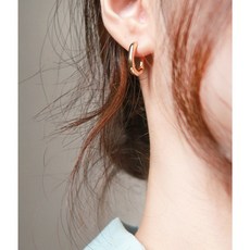 14k 스퀘어 심플 원터치 링귀걸이 [2colors]