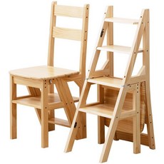 접이식 원목 사다리 의자 가정용 실내 나무 접이식 스텝스툴 다기능 나무사다리의자 간이계단식, 원목색
