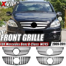 XVIP 프론트 크롬 실버 다이아몬드 스타일 범퍼 그릴 메르세데스 벤츠 호환 B 클래스 B200 W245 200911 GTR 레이싱, [04] DiamondsSilver, 1개