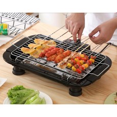 박세리 전기 그릴 1인 - 3인 화로 구이 가정용 개인 꼬치 생선 구이 기계, 전기그릴 + 나무꼬챙이 70개 세트