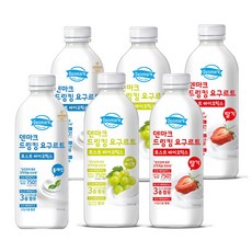 덴마크 드링킹요구르트 750mLx6병(플레인2+샤인머스캣2+딸기2)혼합무배, 6개, 750ml