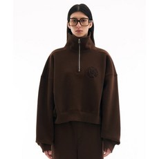 PARTIMENTO WOMEN 클래식 로고 하프 집업 스웻셔츠_브라운 CLASSIC LOGO HALF ZIP-UP SWEATSHIRT_BROWN