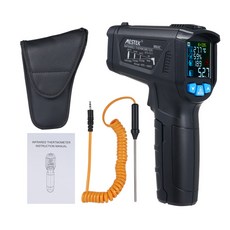 MESTEK 디지털 적외선 온도계 레이저 온도 계량기 비접촉 고온계 습도계 IR 50 800, Black, 블랙, 1개