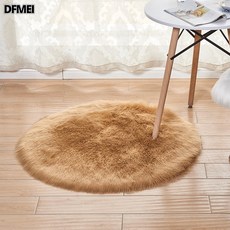 DFMEI 겨울 울라이크 아크릴 털이 빠지지 않는 원형 화이트 가정용 거실 침실 융단, 원형-카키, 150*150 cm