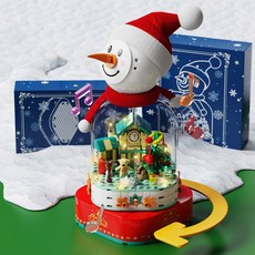 블럭팜 크리스마스 트리 산타 눈사람 오르골 셈보블럭 장난감 선물, 01.눈사람오르골