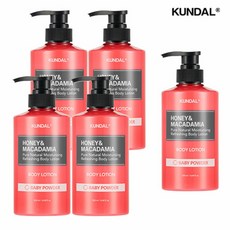 [KT알파쇼핑]쿤달 허니&마카다미아 퓨어 바디로션 500ml 4+1, 5개