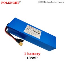 전기 자전거용 진정한 용량 XT60 플매트 카펫 러그 BMS 내장 리튬 이온 배터리 팩 54.6V 2A 충전기용 48V 13S2P 20Ah, 4) 12Ah XT-60 1battery, 1개