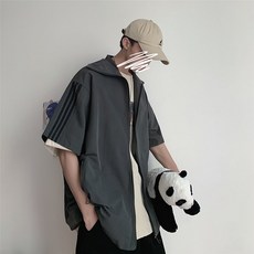 Tea Fishing 남성 빅사이즈 여름 반팔 집업 자켓