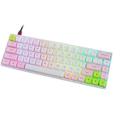 EPOMAKER GK68XS 68 Keys Hot-swap RGB Bluetooth5.1 Wireless/Wired Mechanical Keyboard with Split Spacebar Module 1900mAh-B08F9M2PJ9, Gateron Blue Switch, Pink White