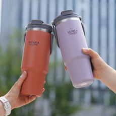 루카 1.2리터 대용량 빨대텀블러 보온 보냉 빨대내장 손잡이텀블러, 1개, 1200ml, 라벤더