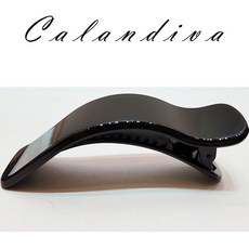 [Calandiva] PC소재 특대 블랙 유광 도톰 올림머리 옆집게핀 (약 130MM)