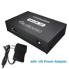 [해외] Hannord HDMI 분배기 4K 풀 울트라 HD 1080P 비디오 HDMI 스위치 어댑터 1 in 4 out HDMI 스위처 For HDTV DVD PS3 Xbox T, US Power Adapter < =0.5m