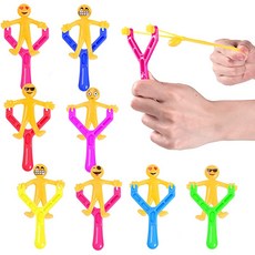 12Pcs Emoji Finger Slingshot 장난감 플라스틱 발사기와 고무 스트레치 플릭킹 발사기 장난감 재미있는 손가락 날리기 장난감, 상세페이지 참조