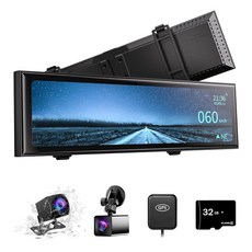AKEEYO NV-X 슈퍼 나이트 비전 백미러 카메라 12인치 터치 스크린 스마트 미러 대시 캠 전면 후면 BSD HDR/WDR 주차 모니터링 G-센서 및 루프 녹화 무료 3