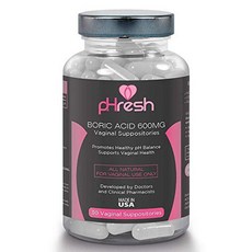 y존 오일 여성 질염 청결제 붕산 질 좌약 pHresh 건강한 질 pH 균형 촉진 질 건강 지원 600mg 천연 붕산 좌약 30 병 비 GMO 타사 테스트 Made in USA, 단일수량