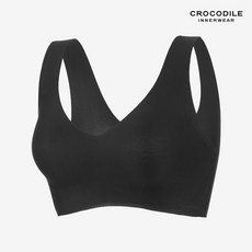 크로커다일 이너웨어 감탄브라 포시즌 쉘론 슬림 V넥 블랙 브라 CDWBR1M16T