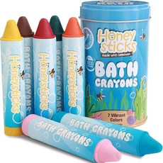 Honeysticks 허니스틱 100%순수 밀랍 천연 샤워 물놀이 크레용 7 Pure Beeswax Bath Tub Crayons, 1개