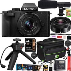 파나소닉 dc-g100vk lumix g100 미러리스 카메라 4k 블로깅 키트 12-32mm 렌즈 + dmw-shgr1 삼각대 그립 번들 데코 기어 케이스 + 마이크 + 카드