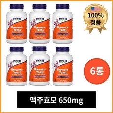 나우푸드 맥주효모 10 곡물 650mg 200정 비오틴 판토텐산 엽산 나이아신 티아민 6통