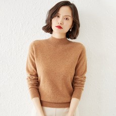 ANYOU 고퀄리티 여성 부드러운 라운드캐시미어니트 스웨터