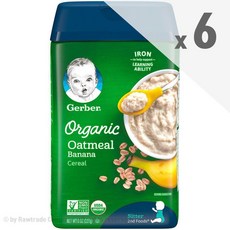 거버 2단계 오트밀 바나나 시리얼 이유식 227g x6팩 Oatmeal Banana Baby Cereal, 오트밀+바나나