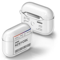 플래나 에어플레인 티켓 시리즈 에어팟 프로 TPU 투명 케이스, 2. 뉴욕, 그래픽