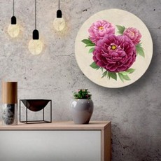 ZDP754911모란 목단그림 목단액자 감동갤러리 진핑크목단 원형11, 단일 프레임색상