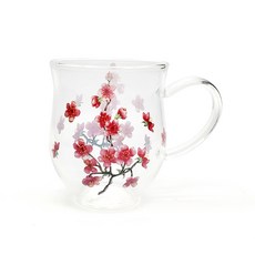 고원 레트로 유리컵 400ml 매화 유리 머그잔, 단품, 1개