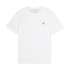 메종키츠네 폭스헤드 화이트 남성 반팔 티셔츠 LM00104KJ0008 P100