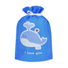 도나앤데코 행복한날 선물 포장 부직포 주머니백 3호 002 i love you 고래 26 x 36 cm, 파랑, 5개
