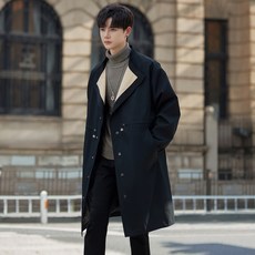 해피유통 남성 하이넥 하프기장 캐주얼 심플 트렌치코트