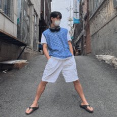 남자니트망사조끼