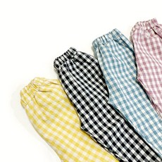 Mom Thinks 하나비 체크밴딩 배기바지 7부 8부 워싱체크팬츠 아기 여아 남아