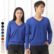 텐클로 빅사이즈 (85~120) 남여공용 브이넥 비스코스 스판 니트티