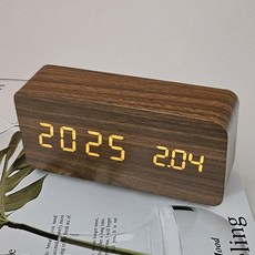 럭키타임 무소음 LED 우드시계 + USB케이블 온도 알람 주야간 밝기조정, 월넛