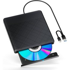 노트북용 외장 DVD 드라이브 휴대용 CD/DVD 버너 USB 3.0 Type-C/DVD 플레이어 영어 설명서와 호환되는 데스크톱 PC Windows Linux OS 읽기/쓰기
