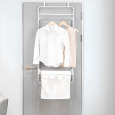 라이크하우스 접이식 2단 문걸이 빨래 건조대, 화이트