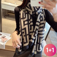 [1+1]여성 가을 봄 실크스카프 명품 롱 사각