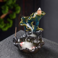 향받침 폭포형 인센스 홀더 향꽂이 향초폭포 세라믹 도자기 20cm 향콘, C + 1개