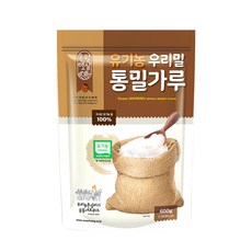 [우리농] 100% 국내산 유기농 우리밀 통밀가루 2.4kg, 4개, 600g