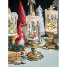 크리스마스 LED 촛불 오르골 양초 무드등 캔들 글리터 장식 인테리어 소품 디자인 상품, 눈사람