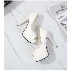 에나멜 여성 가보시힐 토오픈 웨딩슈즈 14cm 12cm
