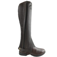 스트레치 패널이 AK 사이드 지퍼 풀 그레인 가죽 승마 하프 챕스 AKRS 1022 899040, 8_Brown, 1개
