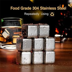 304 스테인레스 스틸 아이스 큐브 세트 와인 스톤 아이스볼 내구성 위스키 음료 금속 클립 바 액세서리, 01 Style C