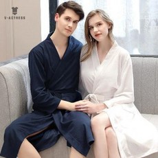 가운 여자 봄가을 가운 빨빨간 잠옷 커플 여름 남성 롱 가운 실내복