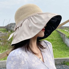 일본 흑고무 펀칭 모자 자외선 차단 모자 여자 자외선 차단 모래사장 차양 모자 UPF50 + 접는 큰 처마 모자 여자 여름, ZC펀칭모자-베이지, 55~58cm 줄 보내기