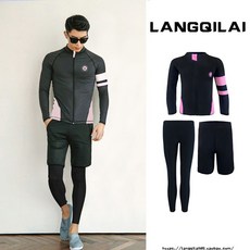 서핑복 바다 수영 복 웻 슈트 프리다이빙 다이빙, XXL, 1903블랙핑크남(3종세트)